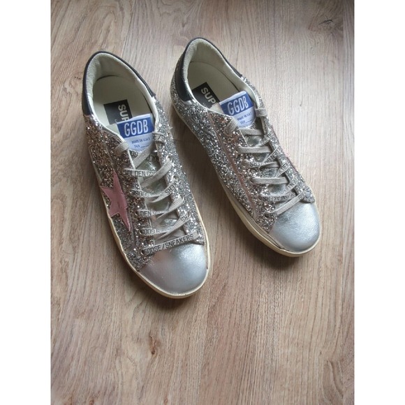 Golden Goose Super Star Silver Glitter Sneakers Womens EU 38 - Picture 13 of 16